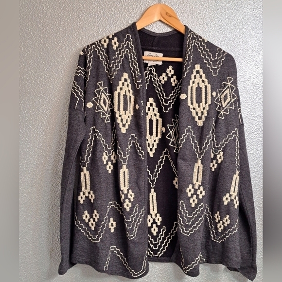 Lucky Brand Grey Embroidered Cardigan - Picture 5 of 8